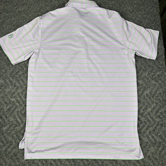 Peter Millar Shirt Men’s Medium Summer Comfort Polo Performance Purple Stripes - Picture 6 of 7